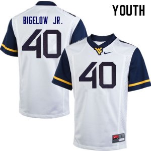 Youth West Virginia Mountaineers NCAA #40 Kenny Bigelow Jr. White Authentic Nike Stitched College Football Jersey GC15B23ZL